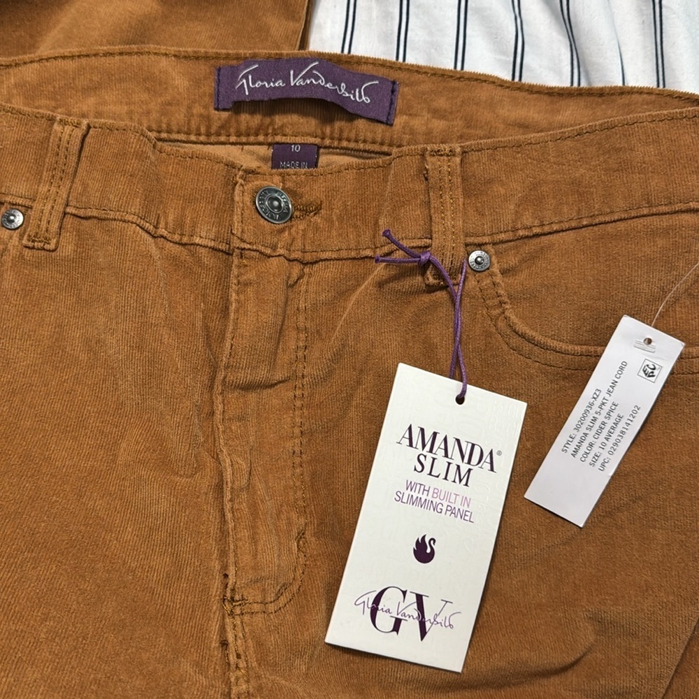 Gloria Vanderbilt Amanda - Women's Standard High-Rise Slim Corduroy Pant NWT - Picture 7 of 9